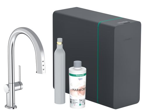 Hansgrohe-HG-Aqittura-M91-SodaSystem-210-Ausziehauslauf-1jet-sBox-Starter-Set-Chrom-76806000 gallery number 1